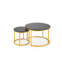 PAOLA zestaw 2 ław, czarny marmur / złoty (1p1szt)