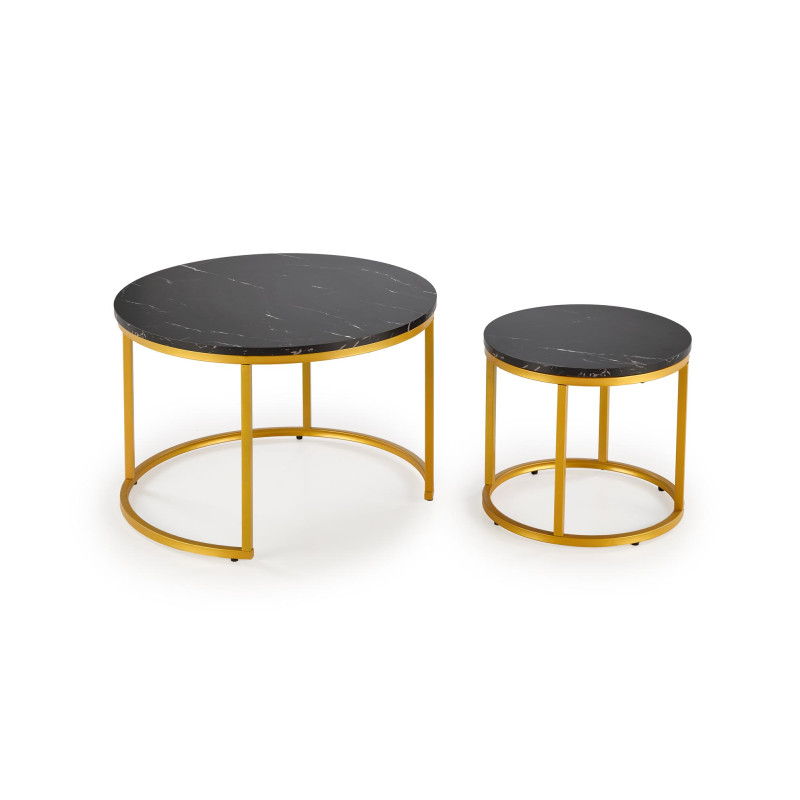 PAOLA zestaw 2 ław, czarny marmur / złoty (1p1szt)