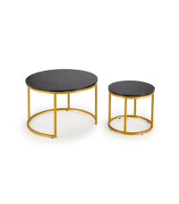 PAOLA zestaw 2 ław, czarny marmur / złoty (1p1szt)