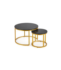 PAOLA zestaw 2 ław, czarny marmur / złoty (1p1szt)