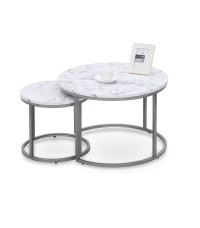 PAOLA zestaw 2 ław, marmur / srebrny (1p1szt)