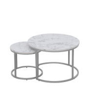 PAOLA zestaw 2 ław, marmur / srebrny (1p1szt)