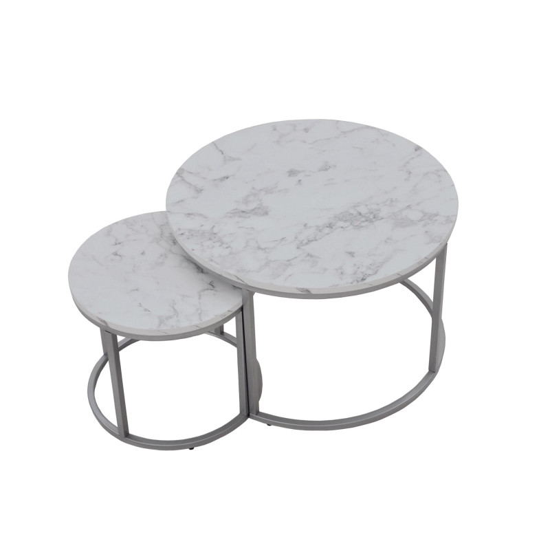 PAOLA zestaw 2 ław, marmur / srebrny (1p1szt)