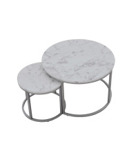 PAOLA zestaw 2 ław, marmur / srebrny (1p1szt)