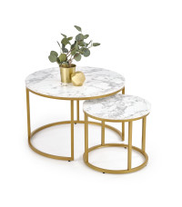 PAOLA zestaw 2 ław, marmur / złoty (1p1szt)