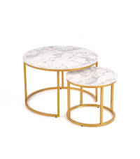 PAOLA zestaw 2 ław, marmur / złoty (1p1szt)