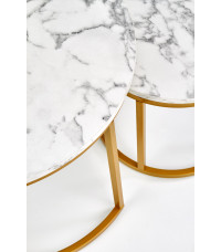 PAOLA zestaw 2 ław, marmur / złoty (1p1szt)