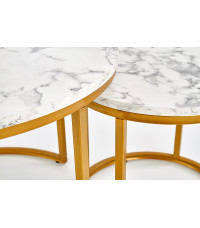 PAOLA zestaw 2 ław, marmur / złoty (1p1szt)