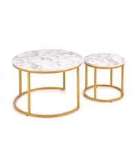 PAOLA zestaw 2 ław, marmur / złoty (1p1szt)