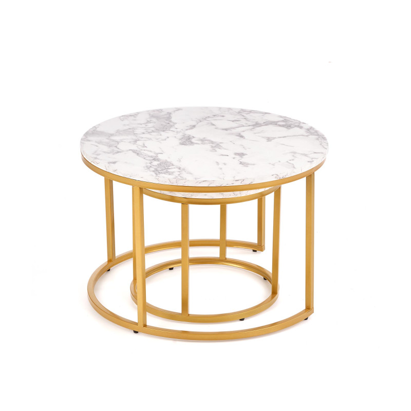 PAOLA zestaw 2 ław, marmur / złoty (1p1szt)