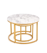 PAOLA zestaw 2 ław, marmur / złoty (1p1szt)