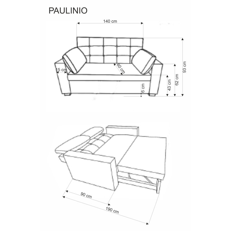 PAULINIO sofa rozkładana, beżowy (2p1szt)