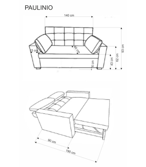 PAULINIO sofa rozkładana, beżowy (2p1szt)