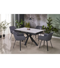 PLATAN stół rozkładany, biały marmur / czarny (2p1szt)