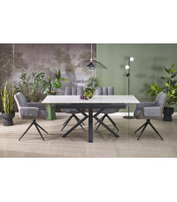 PLATAN stół rozkładany, biały marmur / czarny (2p1szt)