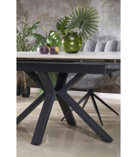 PLATAN stół rozkładany, biały marmur / czarny (2p1szt)