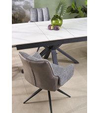 PLATAN stół rozkładany, biały marmur / czarny (2p1szt)