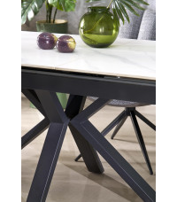 PLATAN stół rozkładany, biały marmur / czarny (2p1szt)