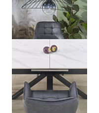 PLATAN stół rozkładany, biały marmur / czarny (2p1szt)