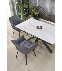 PLATAN stół rozkładany, biały marmur / czarny (2p1szt)
