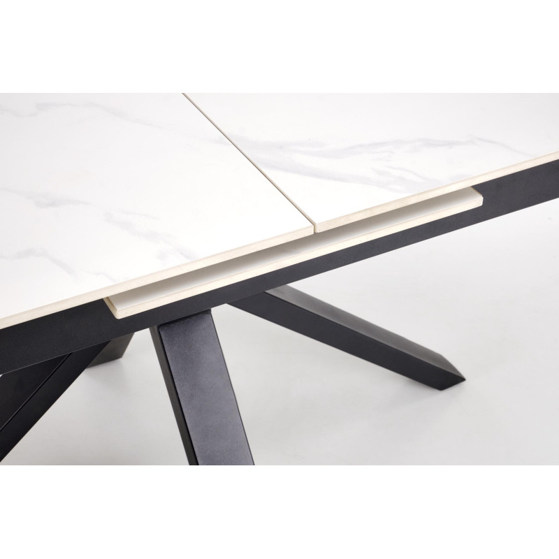 PLATAN stół rozkładany, biały marmur / czarny (2p1szt)