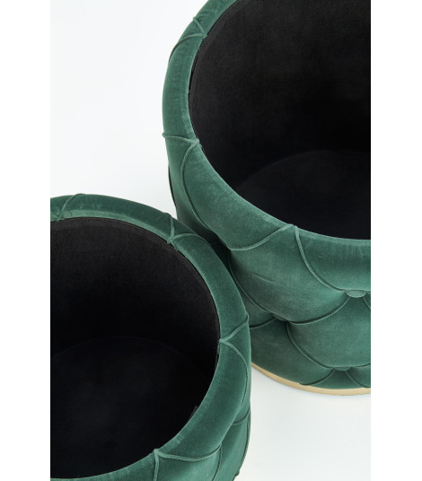 POLLY zestaw 2 puf, ciemny zielony (1p1kpl)