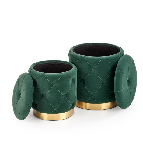 POLLY zestaw 2 puf, ciemny zielony (1p1kpl)