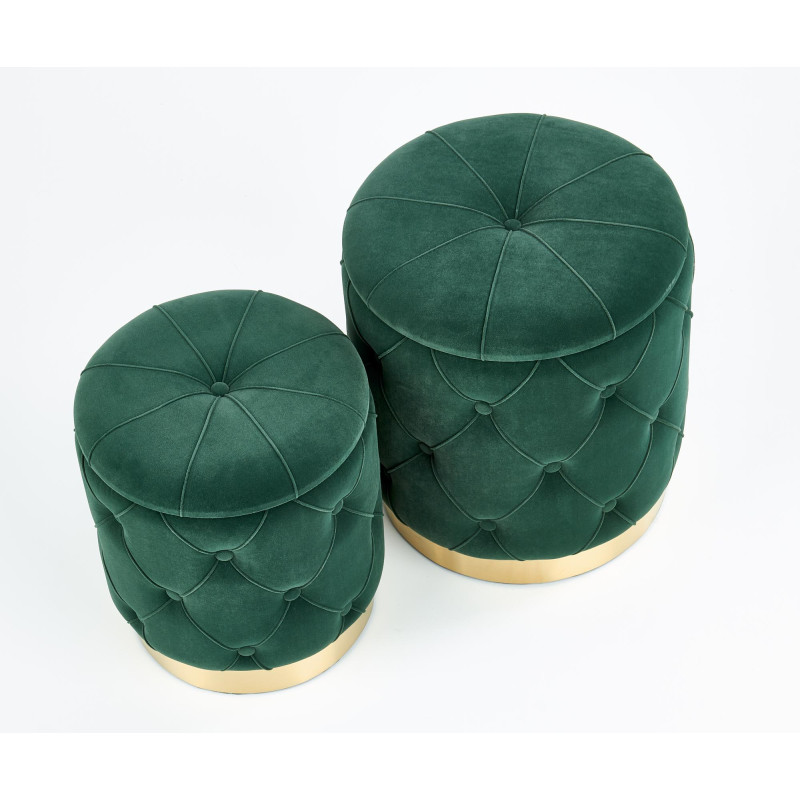POLLY zestaw 2 puf, ciemny zielony (1p1kpl)