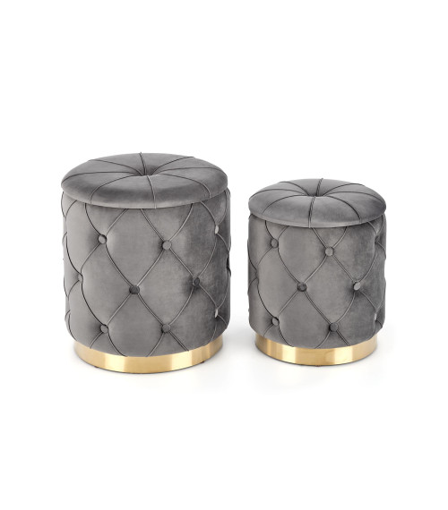 POLLY zestaw 2 puf, popiel (1p1kpl)