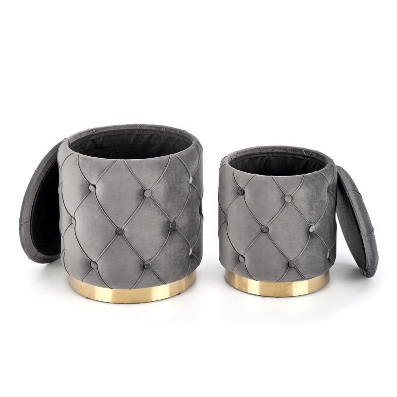 POLLY zestaw 2 puf, popiel (1p1kpl)