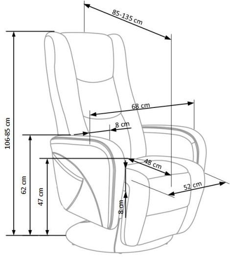 PULSAR recliner z funkcją masażu czarny