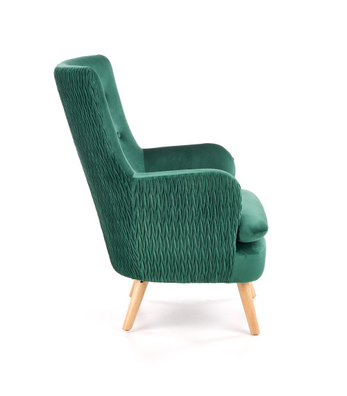 RAVEL fotel wypoczynkowy ciemny zielony / naturalny