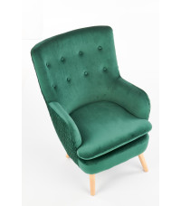 RAVEL fotel wypoczynkowy ciemny zielony / naturalny