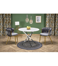 RAYMOND 3 stół, blat - biały marmur, nogi - srebrny (2p1szt)