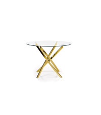 RAYMOND stół, blat - transparentny, nogi - złoty (2p1szt)