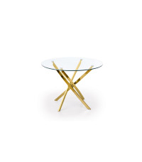 RAYMOND stół, blat - transparentny, nogi - złoty (2p1szt)
