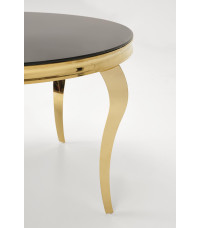 REGINALD_2 stół okrągły blat - szkło czarny, nogi - złoty (2p1szt)