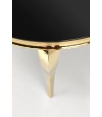 REGINALD_2 stół okrągły blat - szkło czarny, nogi - złoty (2p1szt)