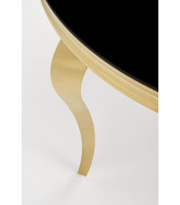 REGINALD_2 stół okrągły blat - szkło czarny, nogi - złoty (2p1szt)