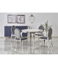 REGINALD stół okrągły blat - biały marmur, nogi - srebrny (2p1szt)