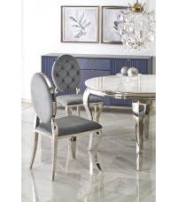 REGINALD stół okrągły blat - biały marmur, nogi - srebrny (2p1szt)