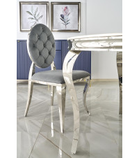 REGINALD stół okrągły blat - biały marmur, nogi - srebrny (2p1szt)