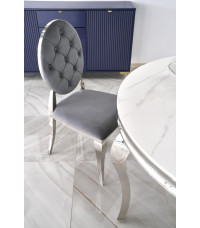 REGINALD stół okrągły blat - biały marmur, nogi - srebrny (2p1szt)