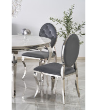 REGINALD stół okrągły blat - biały marmur, nogi - srebrny (2p1szt)