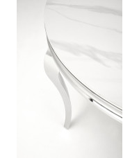 REGINALD stół okrągły blat - biały marmur, nogi - srebrny (2p1szt)