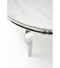 REGINALD stół okrągły blat - biały marmur, nogi - srebrny (2p1szt)