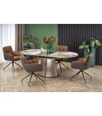 ROBINSON stół rozkładany, beżowy marmur / cappuccino / czarny (3p1szt)