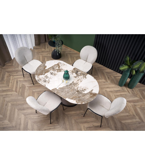 ROBINSON stół rozkładany, beżowy marmur / cappuccino / czarny (3p1szt)