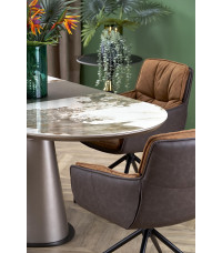 ROBINSON stół rozkładany, beżowy marmur / cappuccino / czarny (3p1szt)