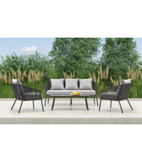 ROCCA zestaw ogrodowy ( sofa + fotel 2x + ława ), ciemny popiel / jasny popiel (1p1szt)
